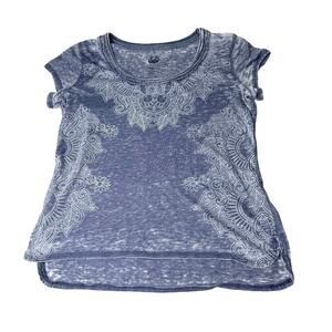 Te Verde NYC T Shirt Women's Med Blue Soft Hi Lo Tee Paisley Sun Cotton Top Vtg